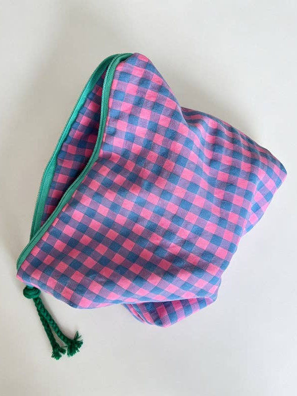 Pink and Blue Patchwork Zip Pouch