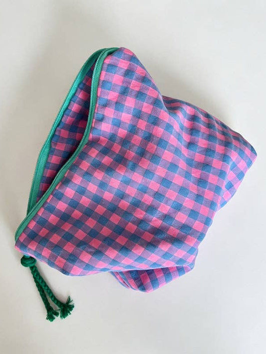 Pink and Blue Patchwork Zip Pouch