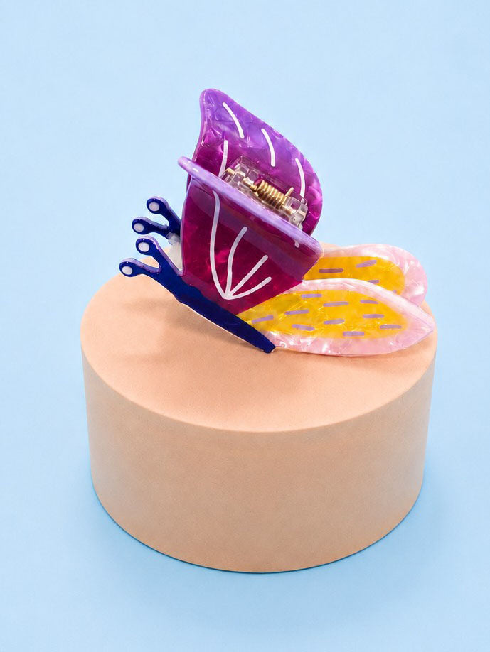 Pink Butterfly Resin Hair Clip