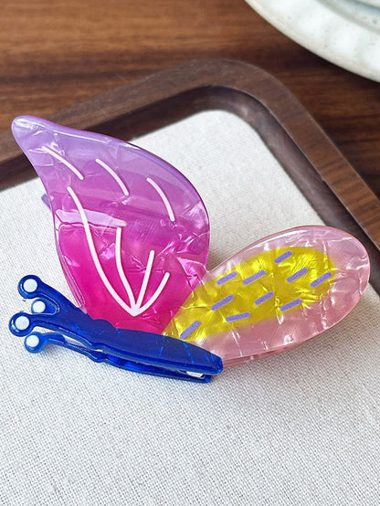 Pink Butterfly Resin Hair Clip