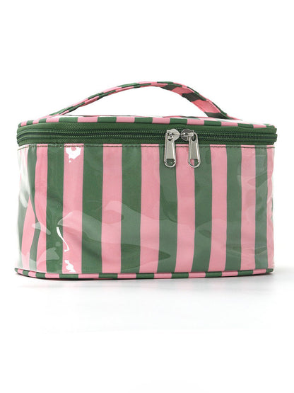 Striped Vinyl Makeup Bag