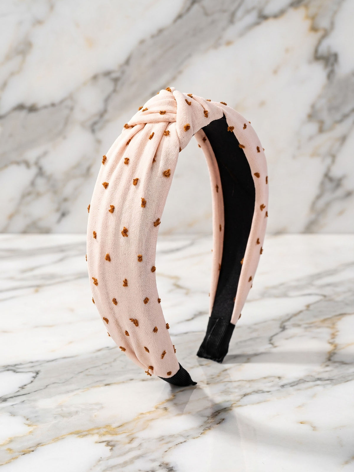 Pink Polka Dot Knotted Headband