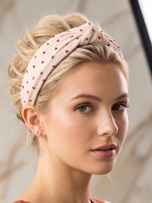 Pink Polka Dot Knotted Headband