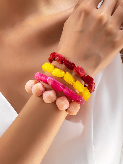 Pink Resin Stretch Bracelet Set