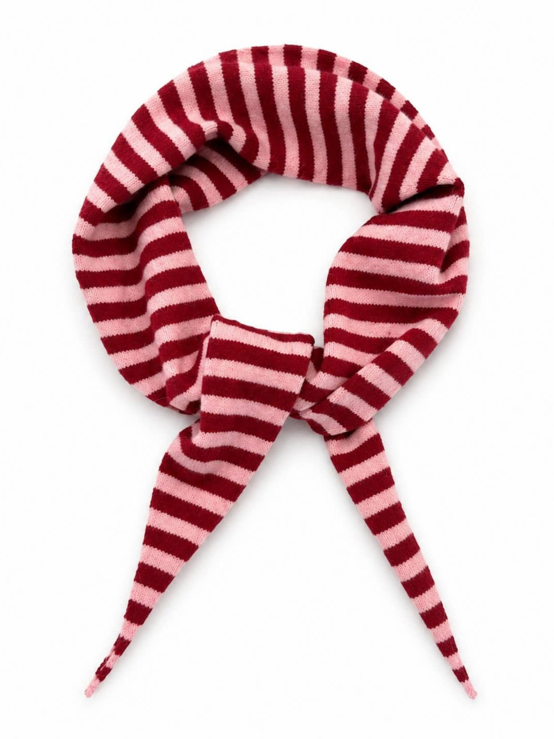 Pink and Red Stripe Slim Knit Scarf