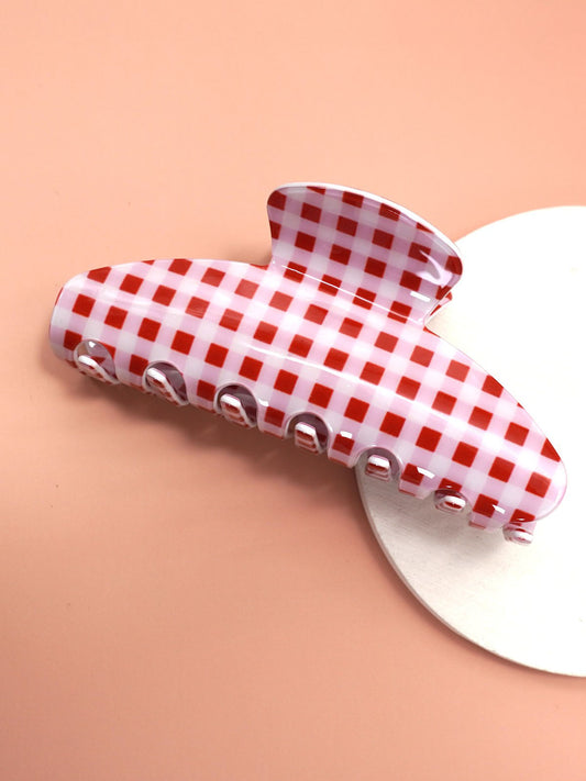 Red Plaid Hair Claw Clip