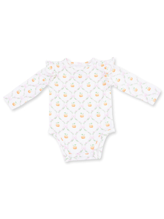 Pretty Pumpkin Trellis Ruffle Bodysuit