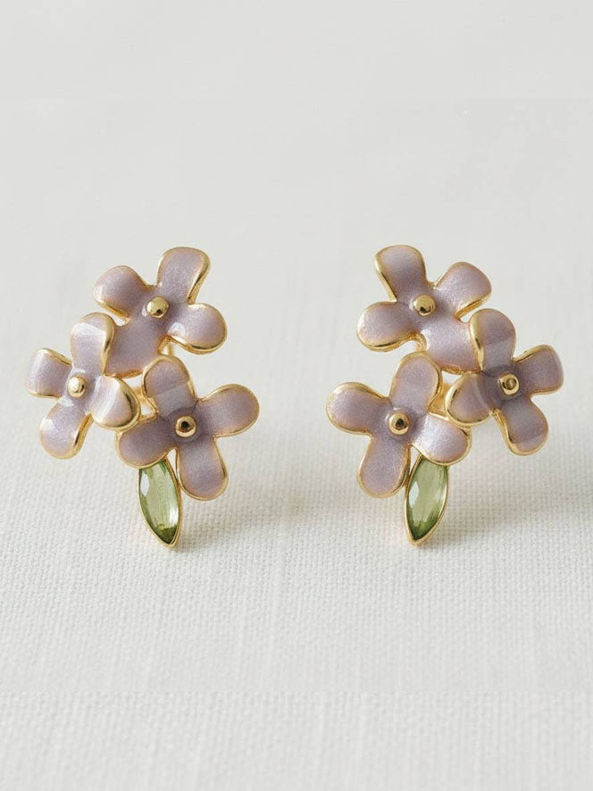 Purple Flower Bouquet Earrings