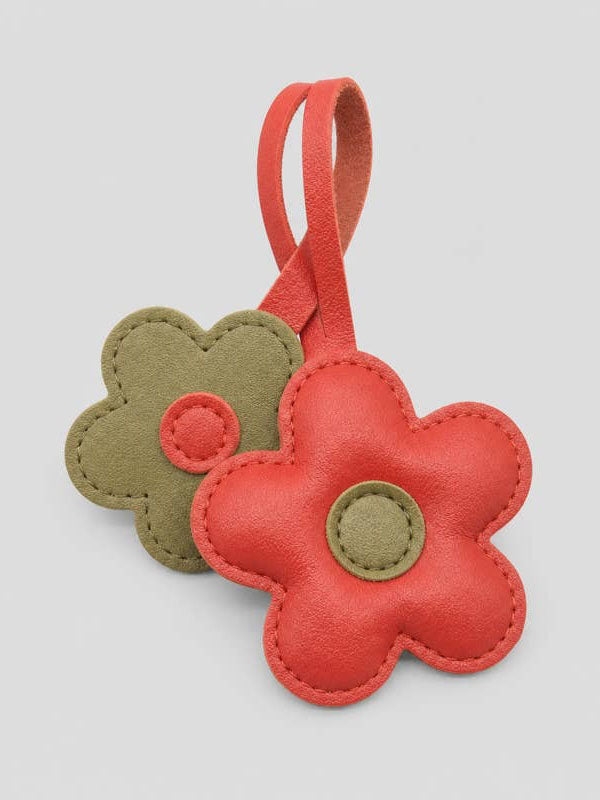 Red and Tan Flower Bag Charm