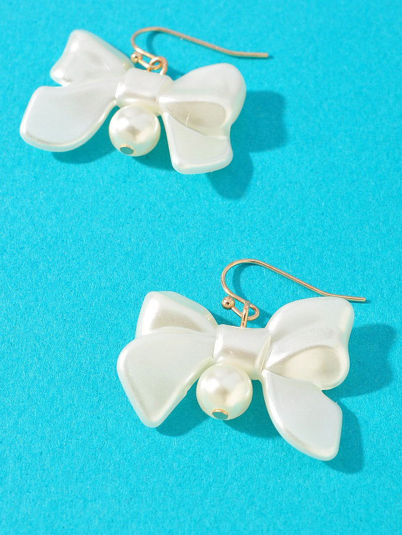 Pearl Ribbon Bow Earrings