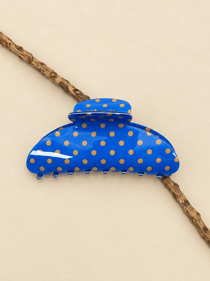 Royal Blue Polka Dot Claw Clip