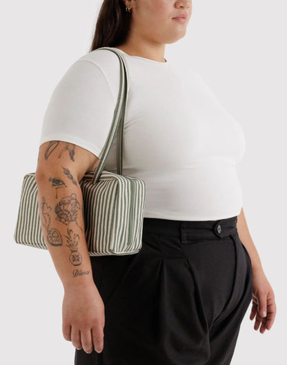 Sage Stripe Nylon Bowler Bag