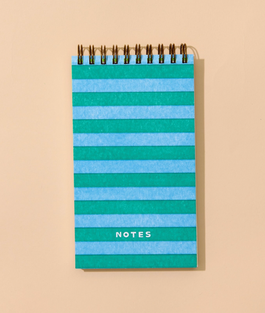 Blue/Green Stripe Letterpress Spiral Pocket Notebook