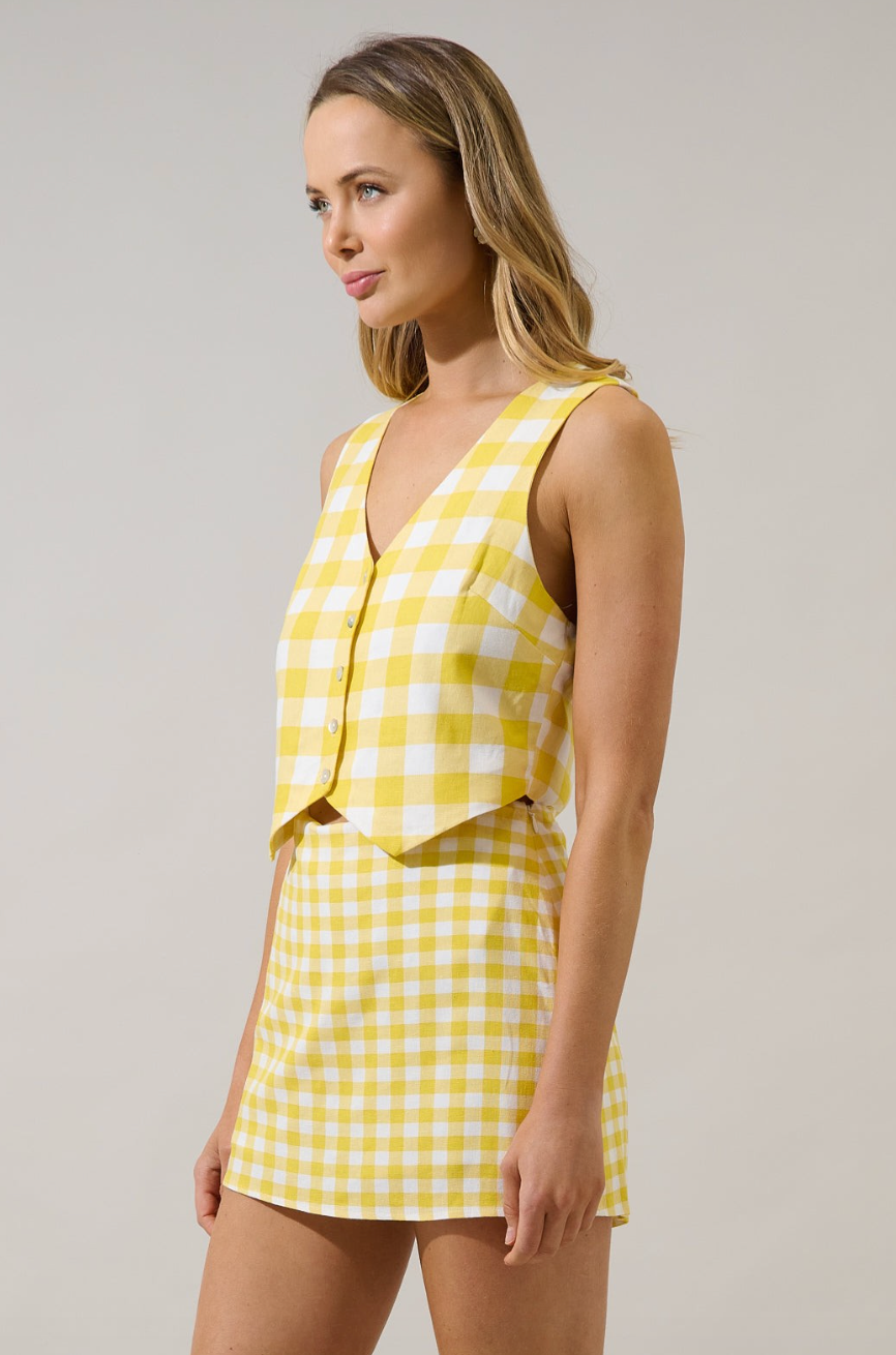 Sunny Cropped Vest Gingham