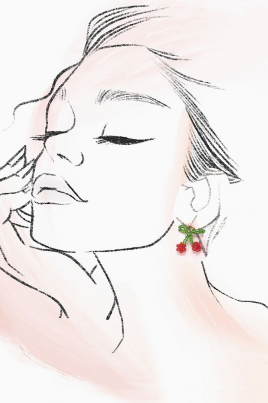 Dainty Cherry Beaded Earrings