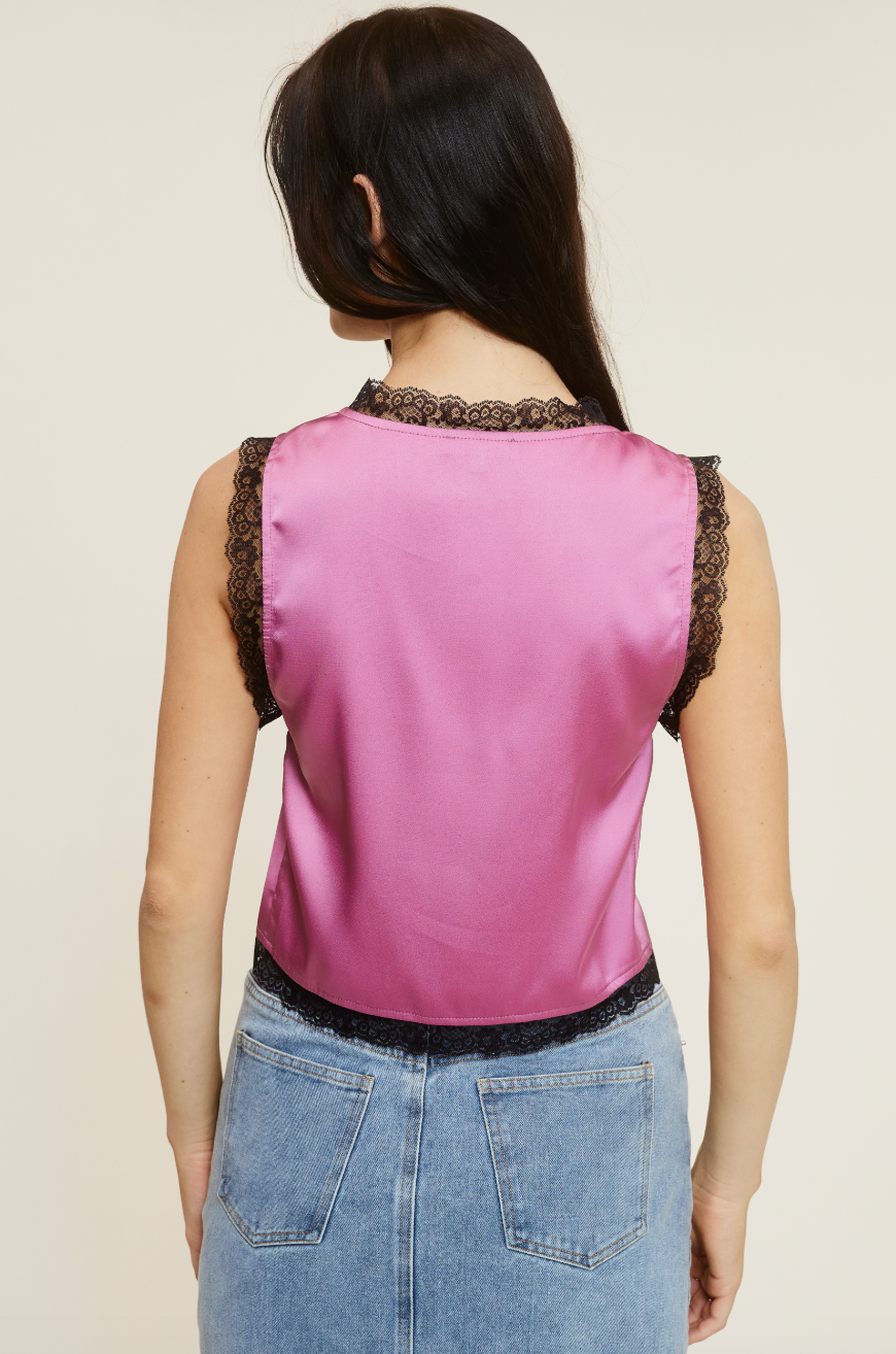 Vivian Rose Lace Satin Top