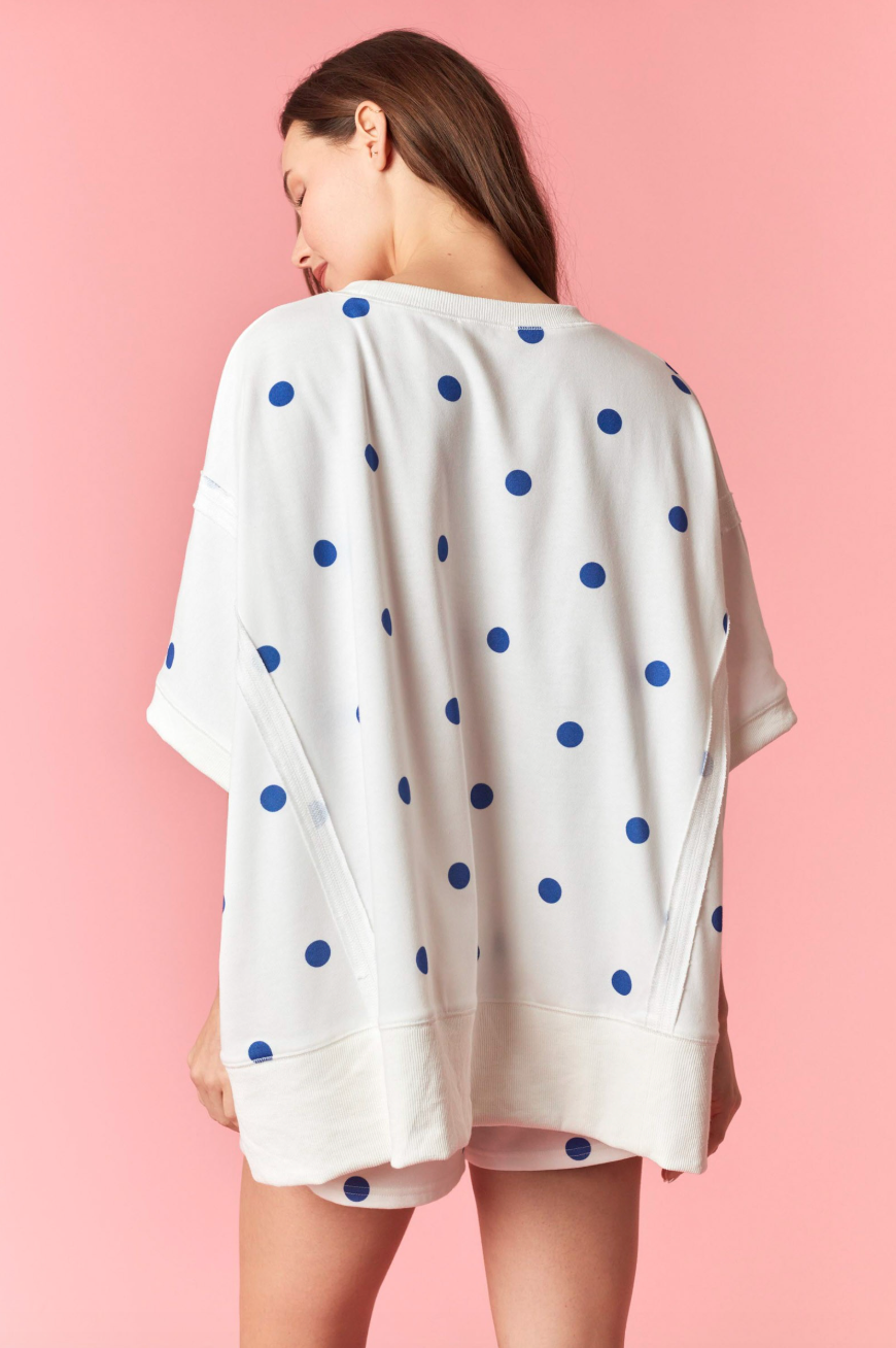 Royal Dottie French Terry Dolman Sweatshirt