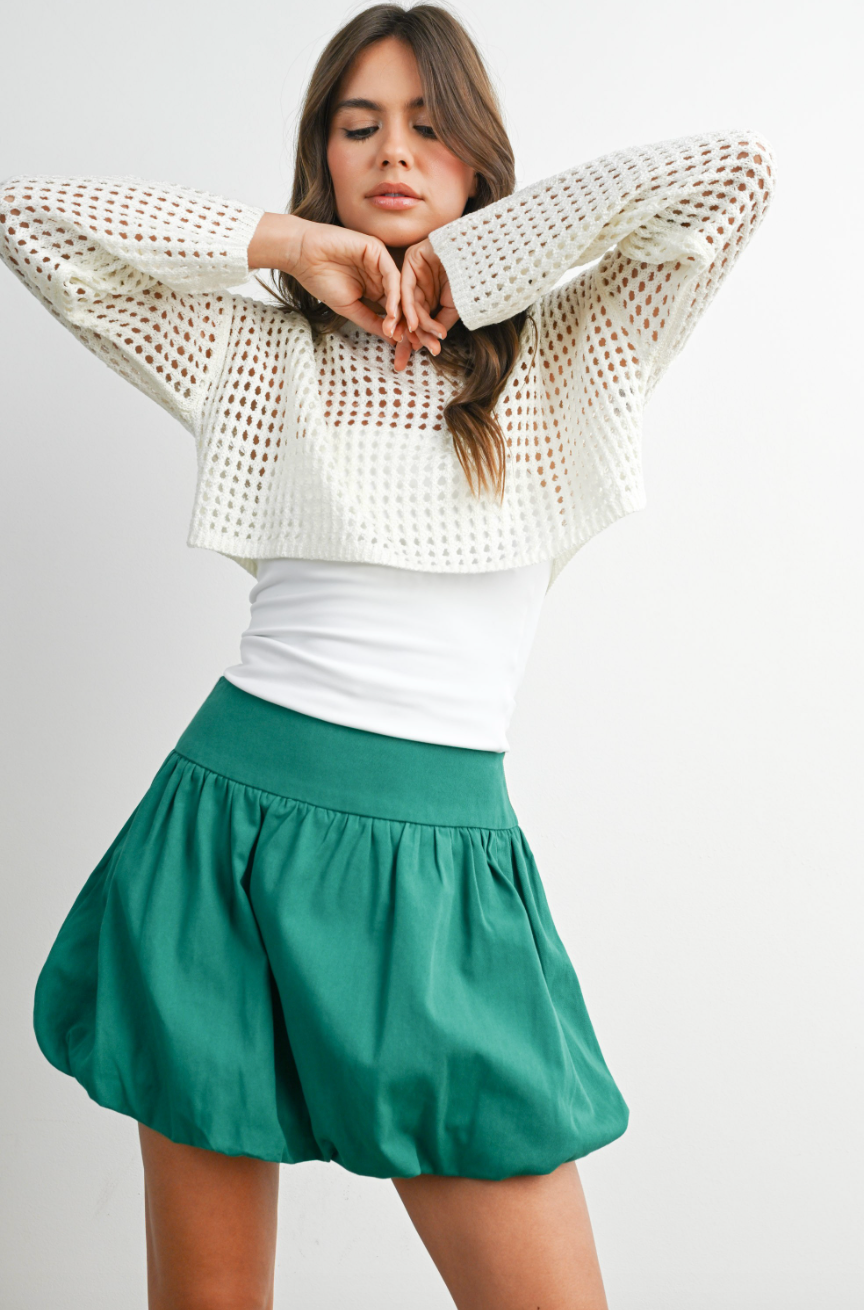 Open Knit Cropped Pullover
