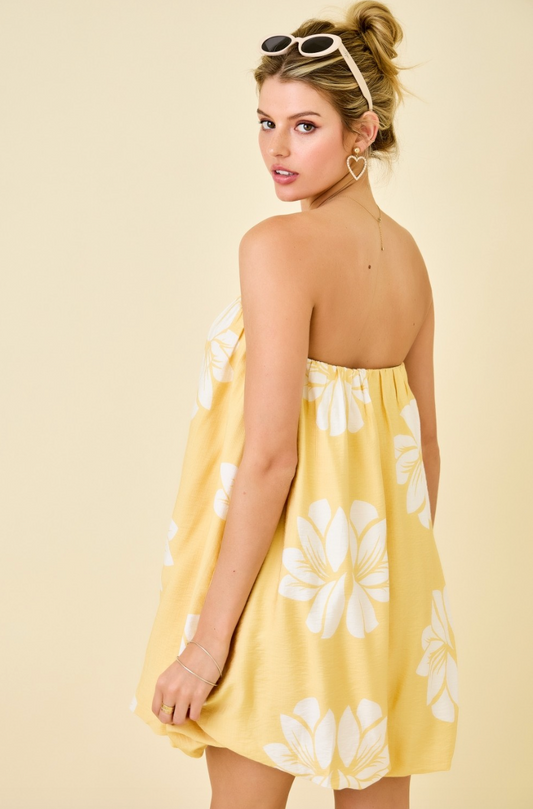 Floral Dream Tube Top Mini Bubble Dress