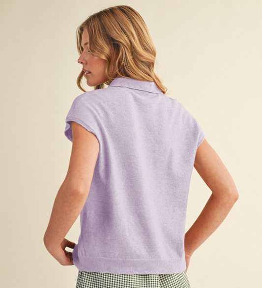 Lavender Collared Sweater Vest