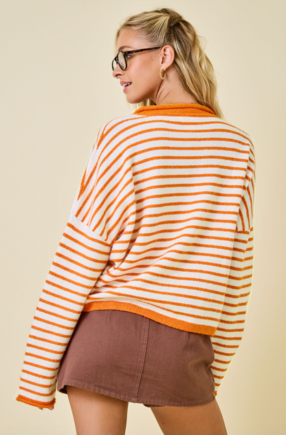 Clementine Henley Striped Knit Top