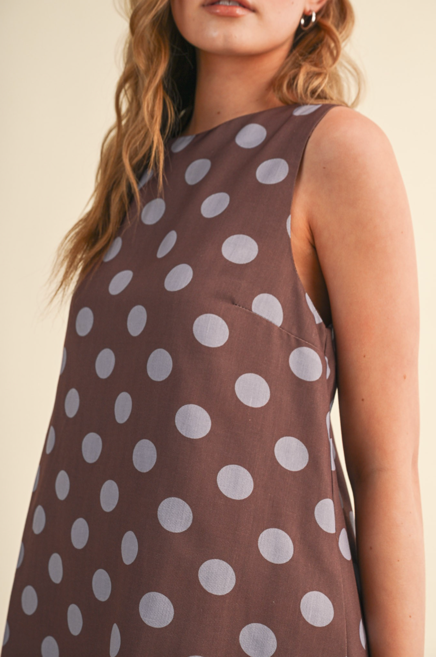 Mocha Dot Shift Dress