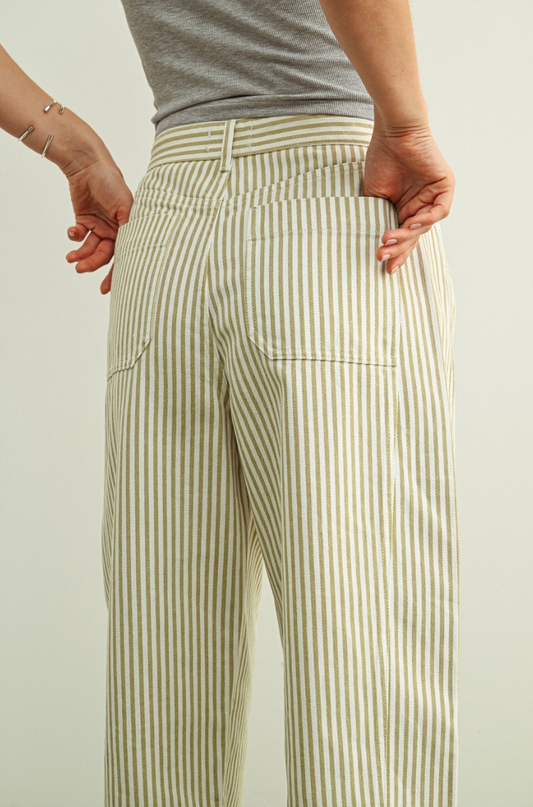 Sand Stripe Barrel Jeans
