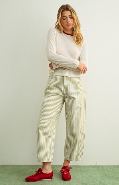 Sand Stripe Barrel Jeans