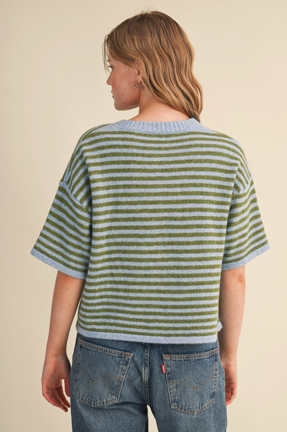 Taylor Striped Short Sleeve Cardigan