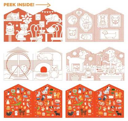 Pets Coloring Book + Stickers