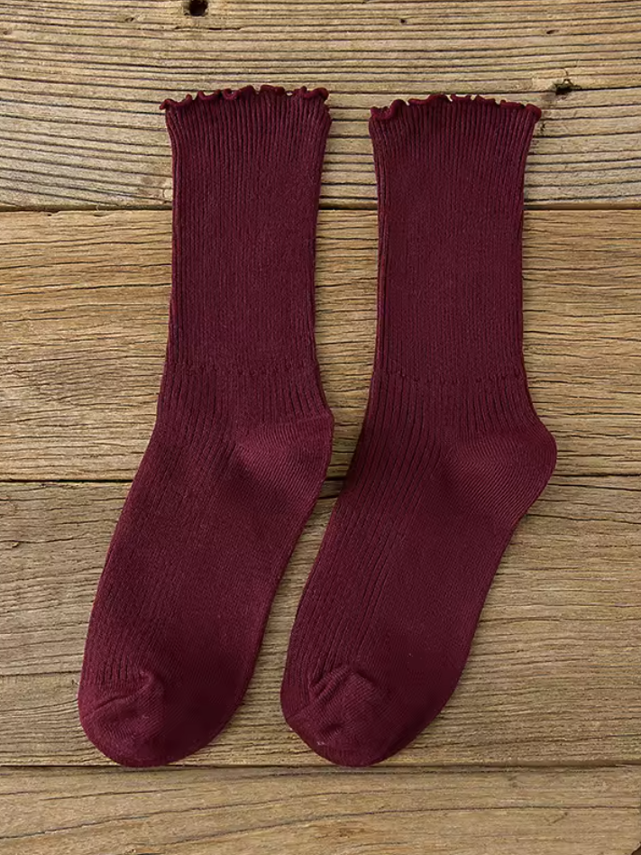 Merlot Ruffle Socks