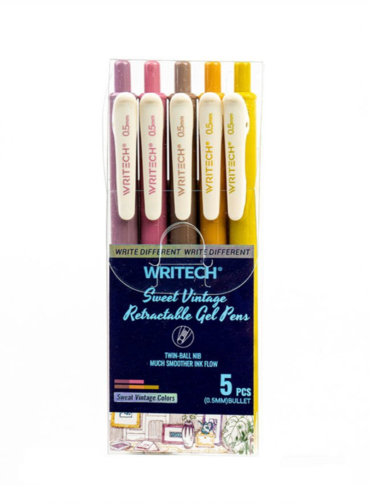 Warm Sweet Vintage Retractable Gel Pen Set