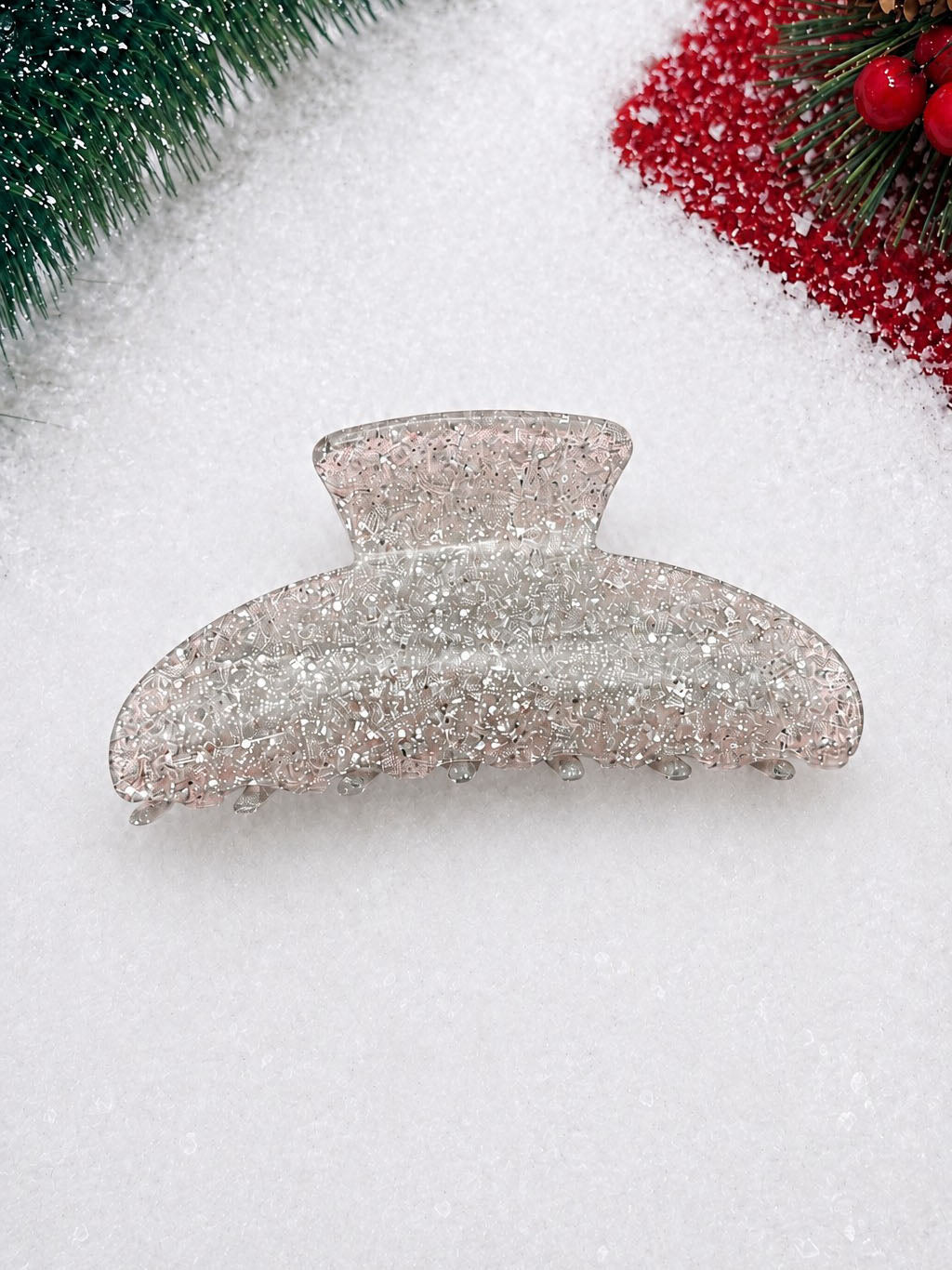 Silver Glitter Claw Clip