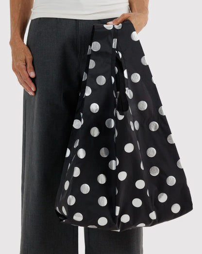 Silver Metallic Polka Dot Standard Baggu
