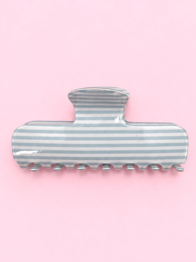 Slim Blue Stripe Claw Clip