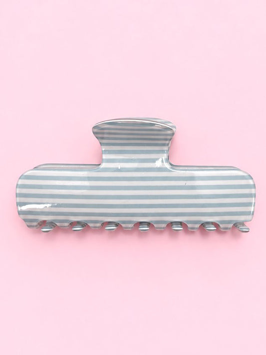 Slim Blue Stripe Claw Clip