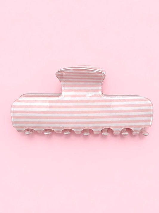 Slim Pink Stripe Claw Clip