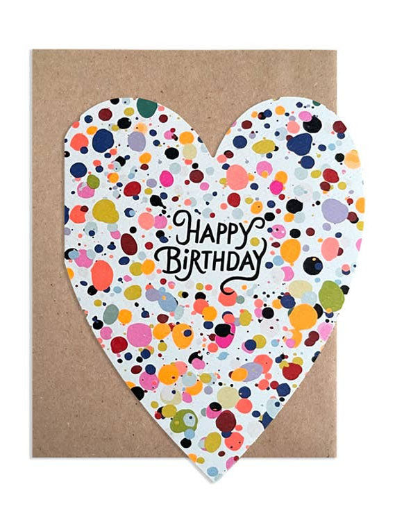 Birthday Speckle Cut Out Heart Card