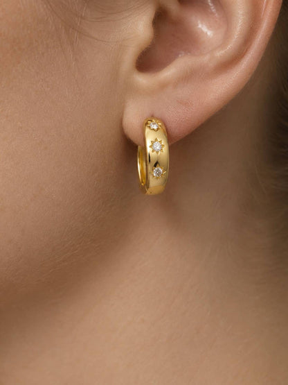 Starburst Zirconia Hoop Earrings