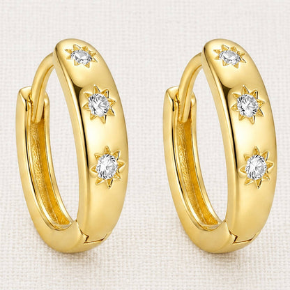 Starburst Zirconia Hoop Earrings