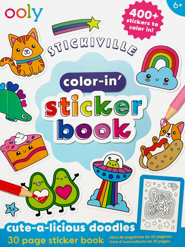 Cute-A-Licious Doodles Stickiville Color-in' Sticker Book