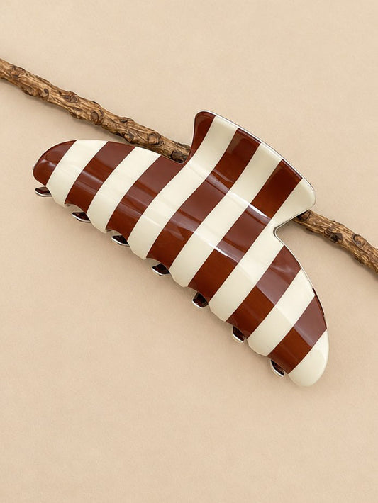 Stripe Brown and Cream Claw Clip