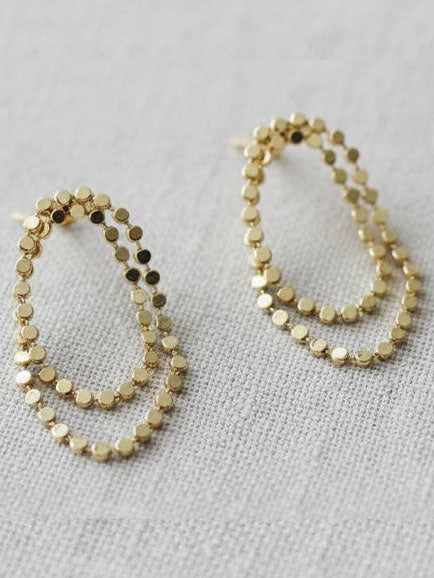 Stud Dot Tassel Earrings