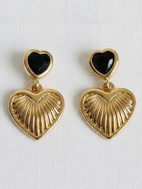 Textured Heart Stud Earrings