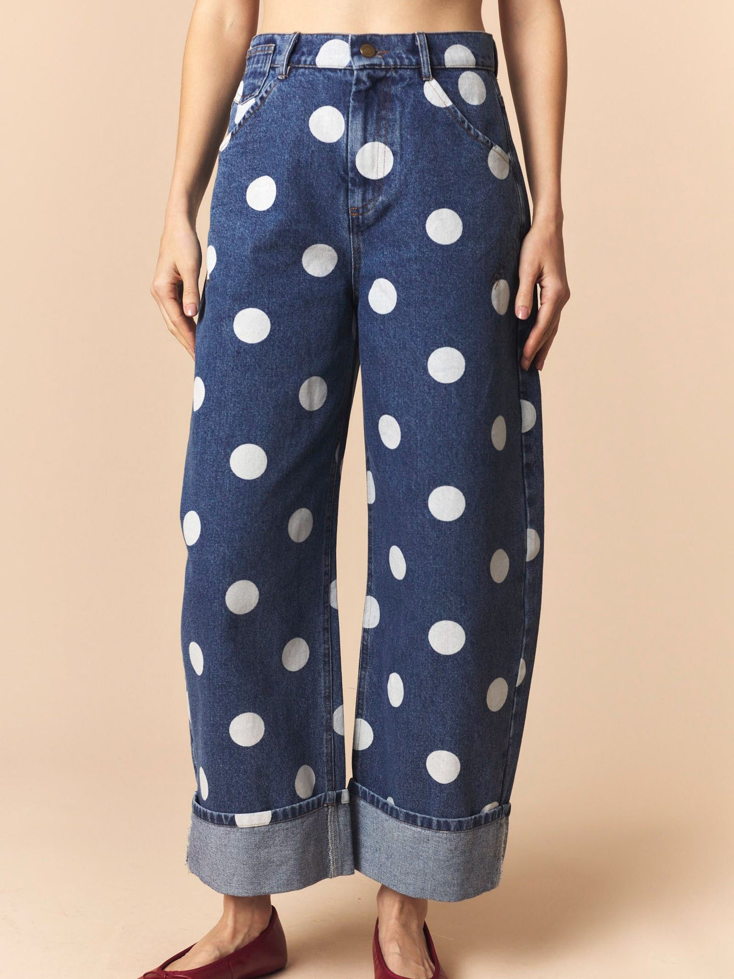 Tori Polka Dot Barrel Jeans