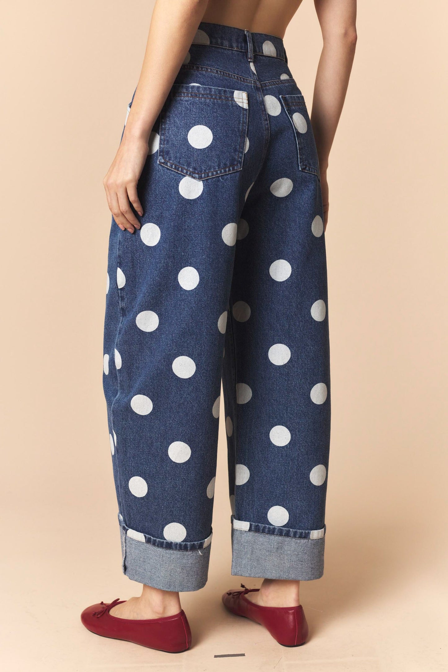 Tori Polka Dot Barrel Jeans