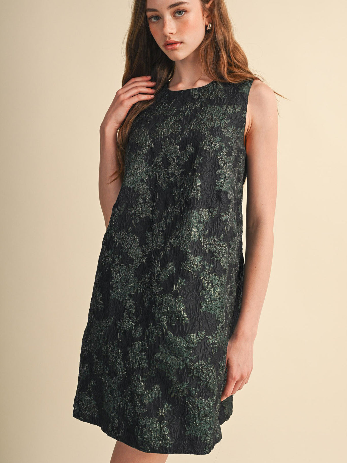 Vicki Metallic Floral Dress