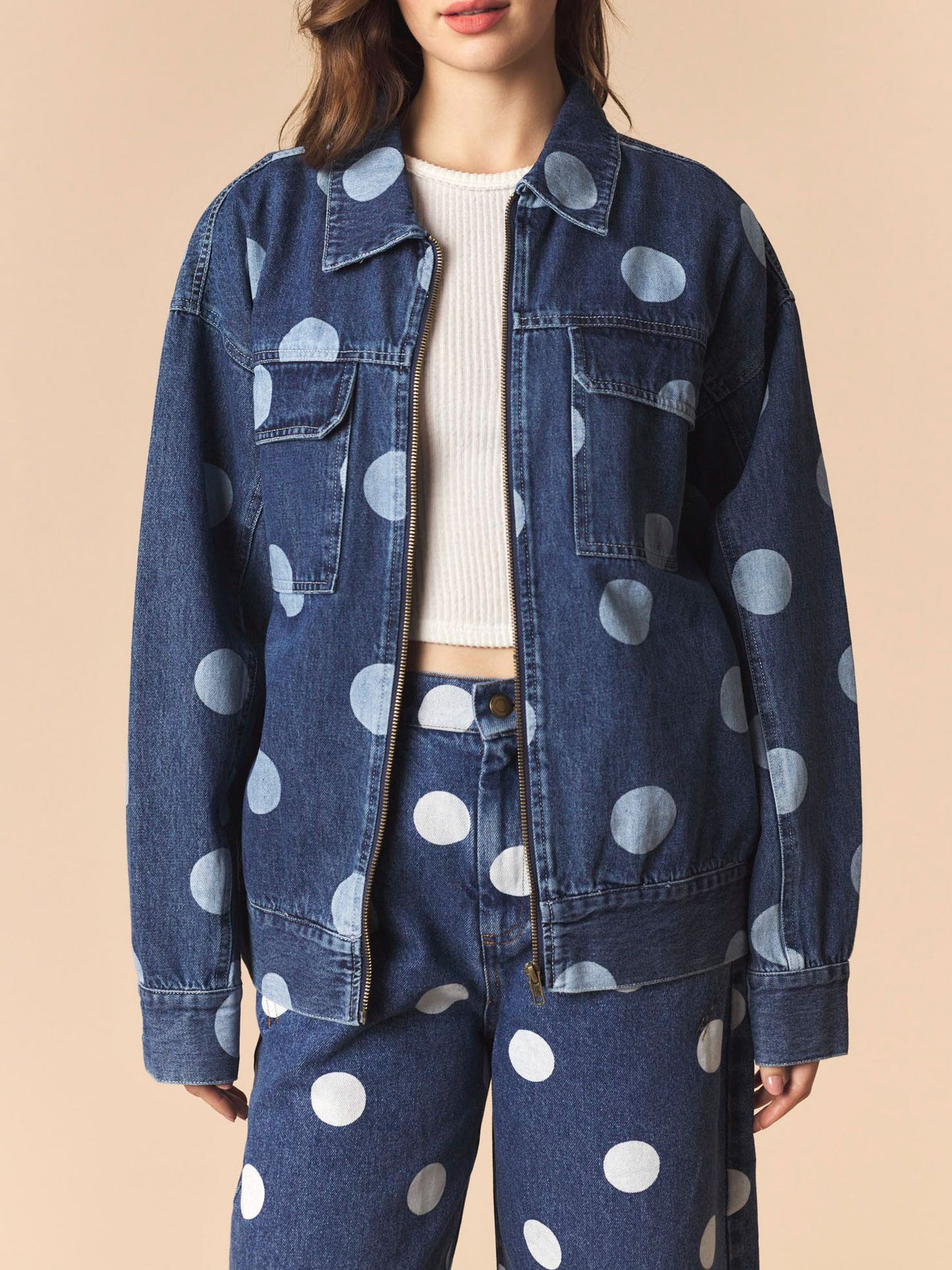 Victoria Polka Dot Denim Jacket