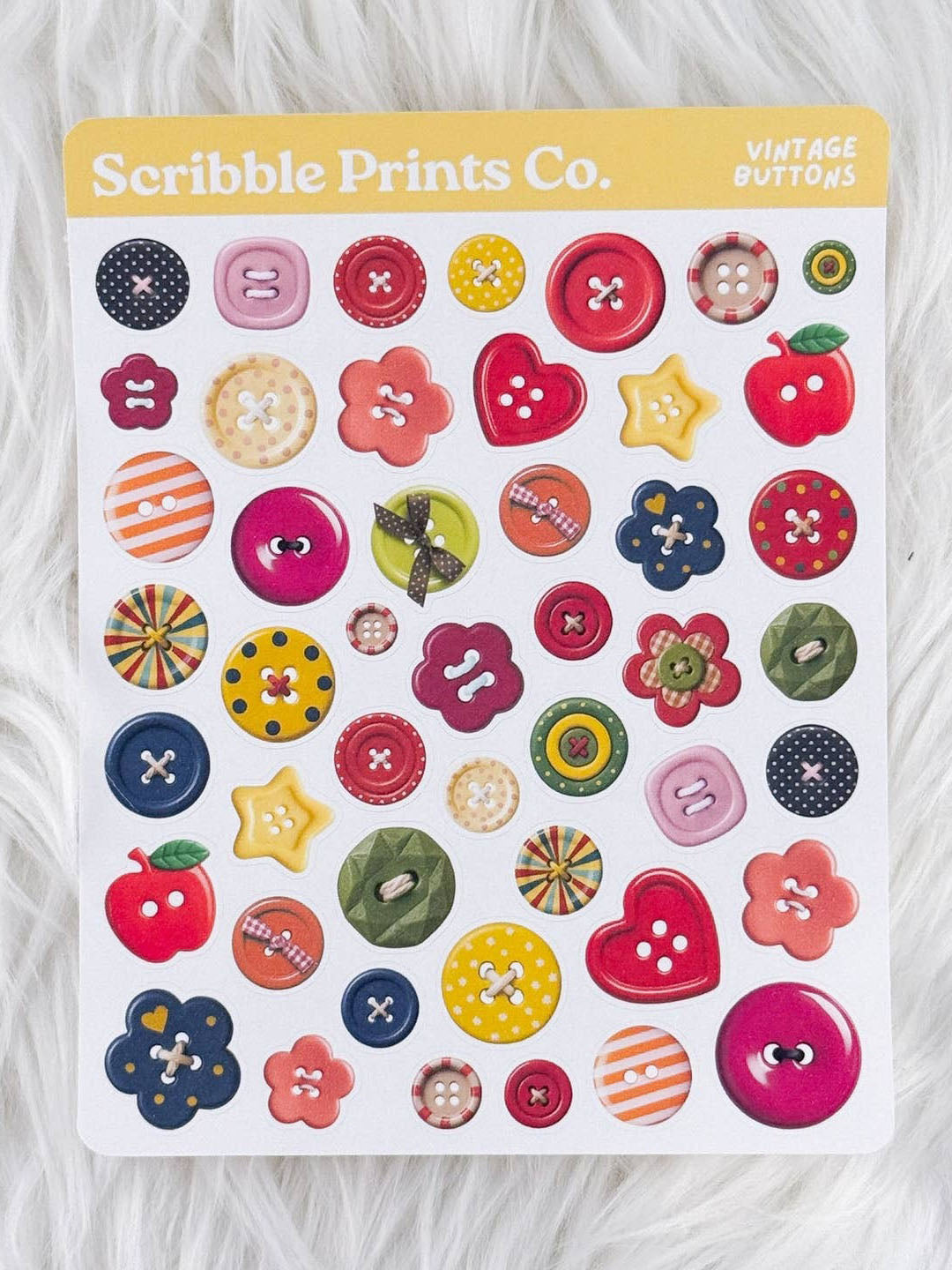 Vintage Buttons Deco Sticker Sheet