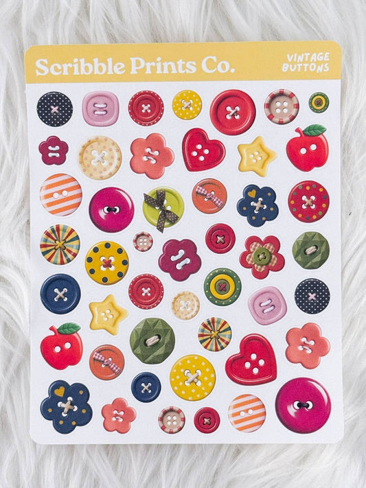 Vintage Buttons Deco Sticker Sheet